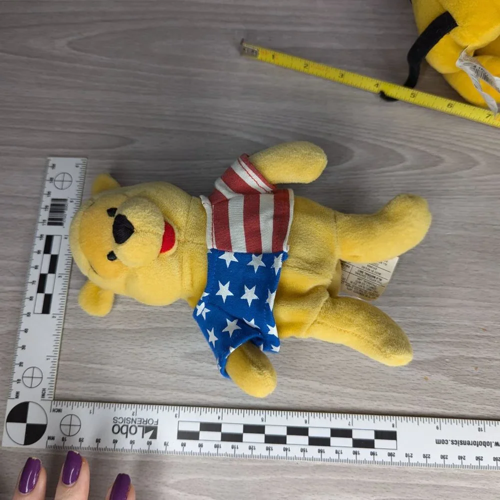 Vintage Disney Store Patriotic Beanie Plush Characters Pluto, Pooh & Eeyore